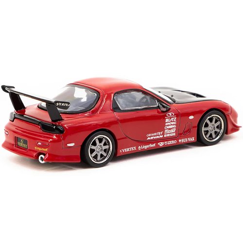Tarmac Works RX-7 FD3S Vertex RHD (Right Hand Drive) Red with Black Hood Global64 Series 1/64 Diecast Model Car T64G-022-RE