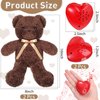 2 Pcs Bear Stuffed Animals with Voice Recorder Set, 60 Seconds Voice Sound Recorder Module 16 Inch Soft Plush Bear Cute Stuffed Bear with Zipper Sound Box Recordable Heart for Boys Girls (Light Brown)