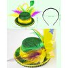 St. Patrick's Day Green Mini Hat Headband Feathered Fascinator with Mardi Gras Beads for Saint Patrick's Day Costume Accessories Irish Party Favor Decorations for Women Girls