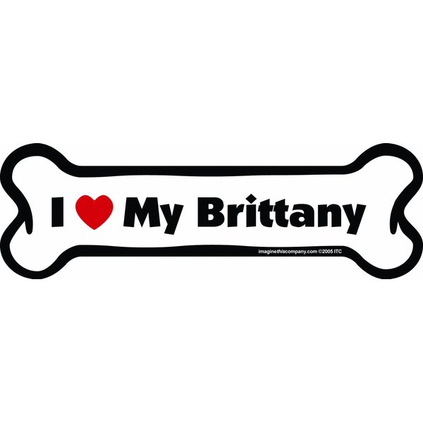 Imagine This Bone Car Magnet, I Love My Brittany, 2-Inch by 7-Inch
