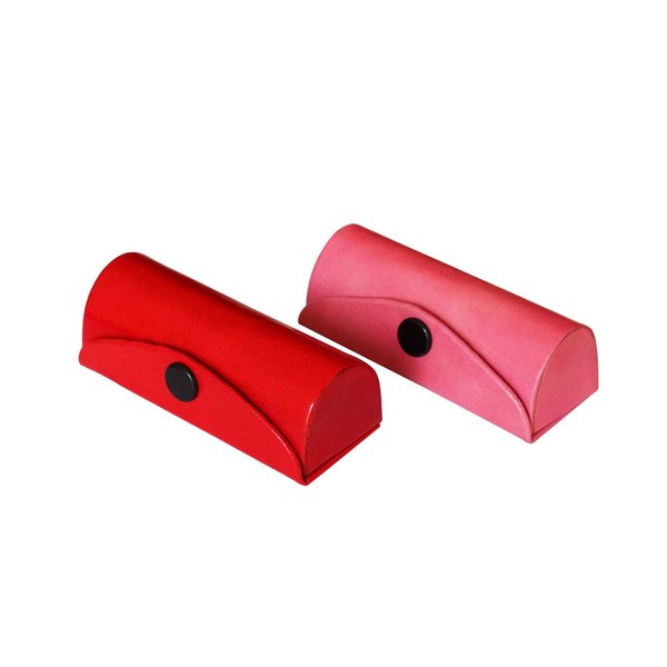 ARTISENIA Set of 2 Leather Lipstick Case Holder Organizer Bag for Purse lipstick holder Durable Soft Leather | Cosmetic Storage Kit With Mirror (Red & Pink)