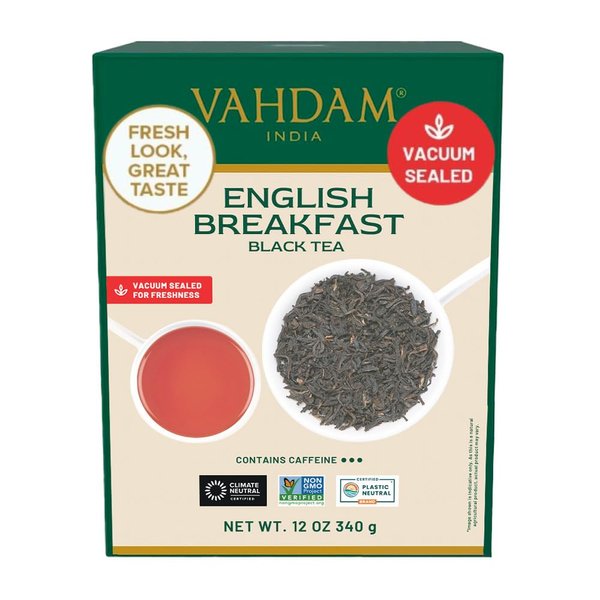 VAHDAM, Original English Breakfast Black Tea Leaves (340g/12oz) 170+ Cups | Non GMO, Gluten Free | Strong & Aromatic Loose Leaf Tea | Unblended Single Origin Tea | Vacuum Sealed Pack