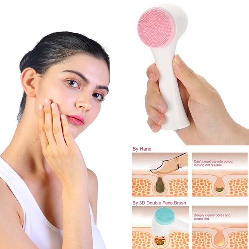 Facial Cleansing Brush, Double Sided Clean & Exfoliating & Massage Soft, Silicon Face Pore Cleanse, Blackhead, Dry or Wet Multi-Purpose()