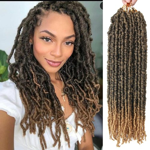 20inch Faux Locs Crochet Hair 9packs/lot Curly Soft Distressed Locs Wavy Crochet Braids Dreadlocks Synthetic Goddess Faux Locs Braiding Hair Extensions (20 Inch (pack of 9), T1B/27#)