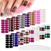 Maitys 224 Pieces 16 Sheets Full Wrap Nail Polish Strips Stickers Self Adhesive Glitter Gel Nail Strips Art Decals with Nail File for Home Women DIY Nail Decorations(Multicoloured)