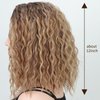 Fencca Medium Length Ombre Blonde Curly Wigs for Women Mix Blonde Curly Bob Wig Synthetic Hair Replacement Wig