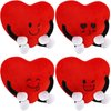 Syhood 4 Pcs Heart Stuffed Plush for Valentine's Day Gifts Plush Figure Toys Red Heart Stuffed Toys Red Heart Pillow for Boys Girls Party Favors Classroom Prizes Birthday Gift(Red)