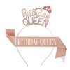 Generic Veewon Rhinestone Rose Gold Glitter Birthday Queen Sash and Tiara Headband for Women Girls Birthday Gifts