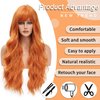 Orange Wig Long Wavy Wig with Bangs Orange Curly Wigs for Women Synthetic Curly Wavy Wig for Party Cosplay Daily Use 26 Inch