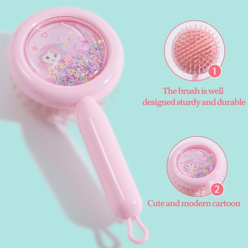 Gentle Detangling Hair Brush Set for Girls (PINK CIRCLE)