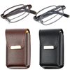 Success Eyewear Reading Glasses Set of 2 Fashion Folding Readers with Leather Cases Brown and Gunmetal Glasses for Reading for Men and Women +1.5