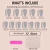 Bow Charm Designs Press on Nails Medium Cute Pink French Tip Fake Nails with White Pearl Designs Glossy Almond Shape Stick on Nails Reusable False Nails for Women Girls Manicure Nail Decor 24Pcs