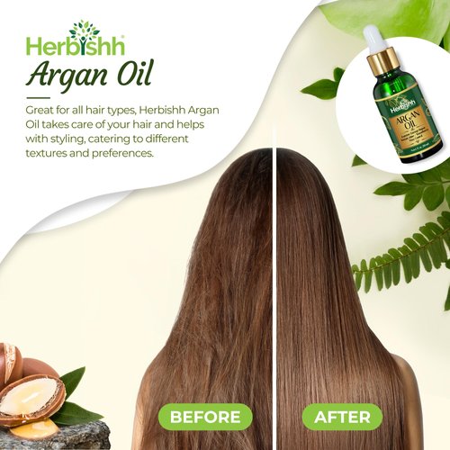Herbishh Argan Oil for Hair – Deep Condition Hair Treatment Argan Oil – Argan oil for Hair Frizz Control & Damage Repair –30ml