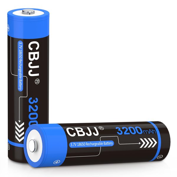 CPZZ 18650 Rechargeable Battery, 3.7V Batteries 3200mAh Button Top Battery for Headlights etc, 2 PCS