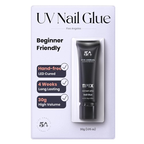 Five Angeles Tipex Nail Tips, Instant Apex Full Cover Gel Nail Tips Short Square Thicker Acrylic Nails,Strong Clear Pre-etched Press-on Nails,Matte Underside False Nails for Flat Nails