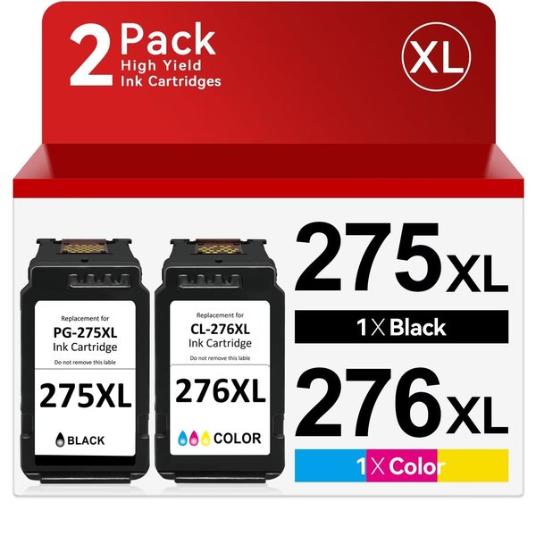 PG-275XL/CL-276XL Ink Cartridges Replacement for Canon 275 and 276 Ink Cartridges for Canon 275 276 for PIXMA TS3500 TS3522 TR4700 TR4722 Printer