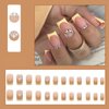 IMSOHOT Square Medium Press on Nails Sunset Yellow Gradient Fake Nails Matte French Tips False Nails with Rhinestone Designs Full Cover Acrylic Nails Glue on Nails for Women 24Pcs