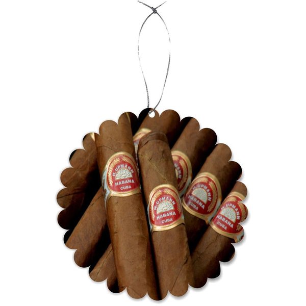 Sam Sandor - Cuban Cigars Havana Cigar - Round Scallop Ornament -Rearview Mirror Hanging Accessory, Car Accessories - Christmas Ornament
