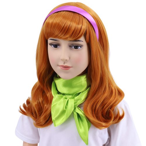 Hulaidywig Orange Cosplay Costume Wig for Kid's and Headband + Green Scarf