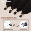 Lacerhair I Tip Hair Extensions Human Hair Kinky Straight Natural Black Color 1B 12 Inch I Tip Hair Extensions Pre Bonded Hair Extensions Micro Links Human Hair for Black Women 50 Strands/Pack 40G