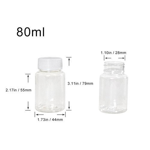 12pcs 80ml Small Travel Plastic Bottle with White Plastic Cover Portable Fluid Transparent Refillable Bottles Storage Jar Eco-Friendly