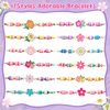 KELENO 12 Pcs Kids Bracelet for Girls Toddler Jewelry Groovy Flower Princess Party Favors Friendship Bracelets Adjustable Pretend Play Goodie Bag Classroom Reward
