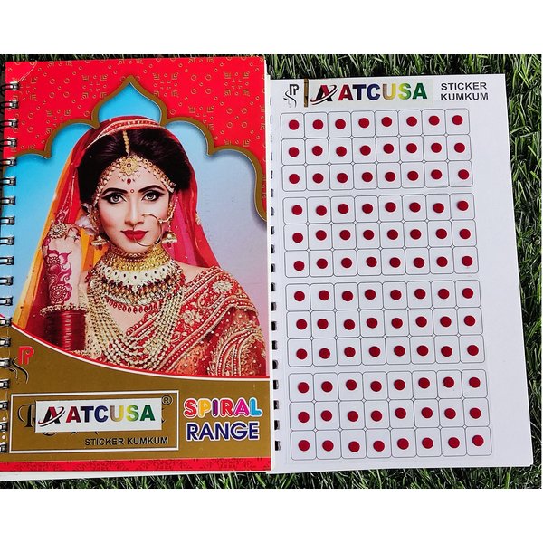 960 Maroon Bindi book Mang Tiki Temporary Tattoos Polka Dot Sticker Forehead Unique Collection in Spiral Book By ATCUSA