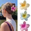 3pcs Frangipani Flower Acrylic Hair Clip for Women Summer Flowers Hair Accessories Yellow Blue Pink Floral Hair Claw Clips Hawaii Hair Barrettes Alligator Clips for Thick Hair and Thick Hair