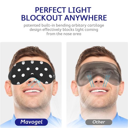 Mavogel Cotton Sleep Mask - Sleep Eye Mask for Men Women, Super Soft and Comfortable Eye Covers, Light Blocking Night Eyemask for Sleeping Yoga Nap Meditation, Includes Travel Pouch (Dot Style)