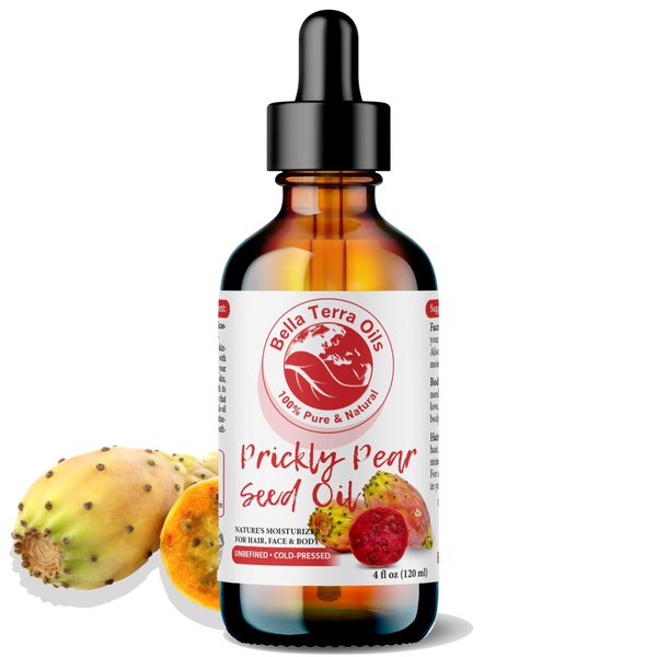 Bella Terra Oils - Prickly Pear Oil 4oz - Sourced from Pure Cactus Enclaves, Packed with Fatty Acids & Flavonoids, Impeccable for Silken Skin
