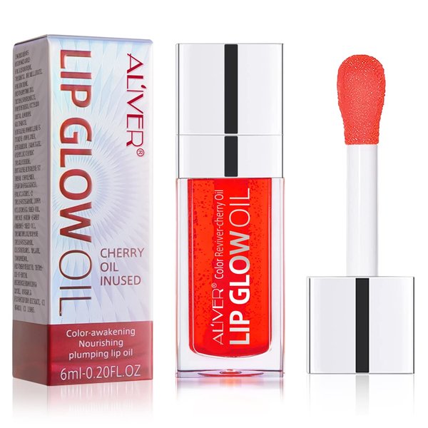 sefudun Lip Glow Oil-Moisturizing Lip Gloss -Hydrating Lip Glow Oil Long Lasting Waterproof Lip Tint Set Lip Stain (CHEERY)