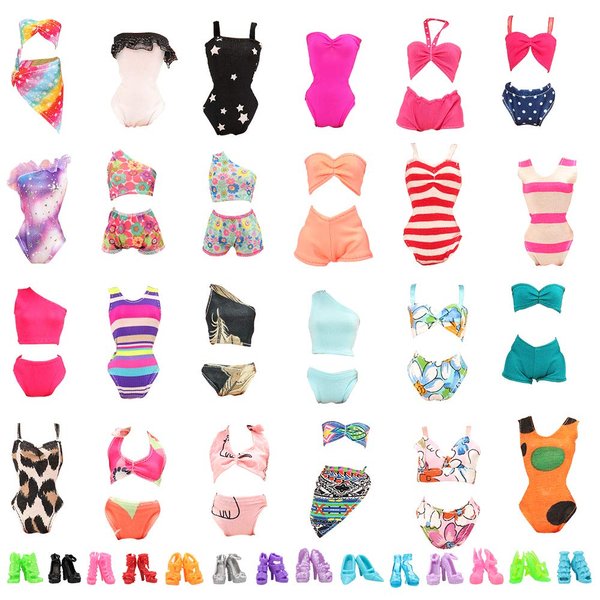 BARWA 5 Sets Swimwear Swimsuit Beach Bikini Bathing Clothes with Shoes for 11.5 Inch Doll…