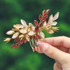 Campsis Rhinestones Bride Wedding Hair Comb Gold Flower Wedding Hair Accessories for Women Leaf Crystal Hair Side Comb for Bridal Bridesmaids