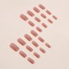 ANDGING French Tip Press on Nails Pink Square Medium Long Orange Fake Nails Gel Glue on Nails with Striped Design Coffin Stick on Nail for Wedding Manicure Women Acrylic False Nails with Glue CA8AL6