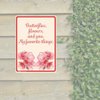 PetKa Signs and Graphics PKFW-0099-NA_7x10 "Butterflies, Flowers, and You- My Favorite Things" Aluminum Sign, 7" x 10", Red Flowers on Cream