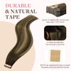 GOO GOO Tape in Hair Extensions Chocolate Brown to Caramel Blonde Real Human Hair Extensions Seamless Straight Human Hair Extensions 50g 20pcs 14inch