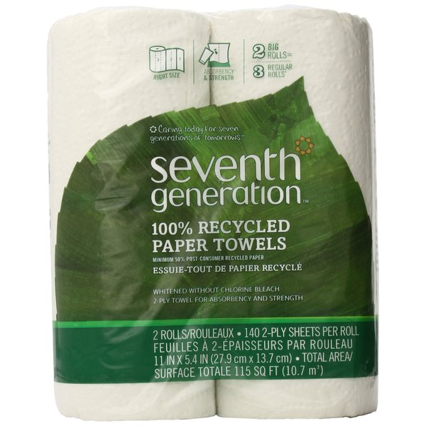 Seventh Generation Paper Towels Regular Roll, 140 Sheets, White, 1 Pack