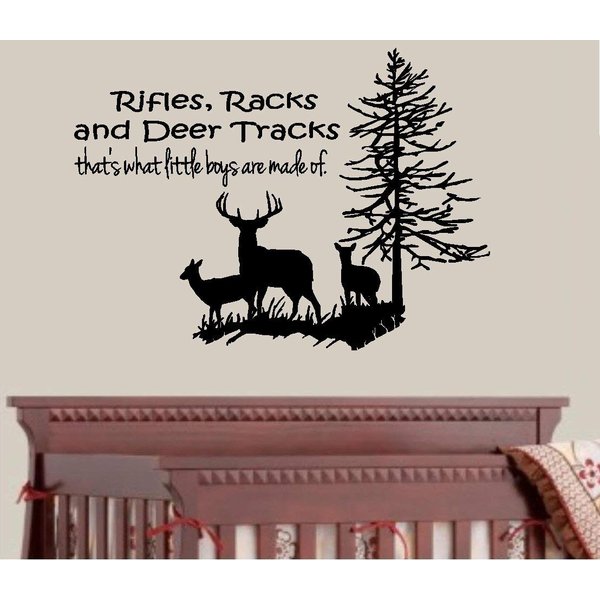 BestPricedDecals Wall Decal: Rifles Racks and Deer Tracks #4: Deer Family Tree ~ Wall Decal 22" X 31" LRG