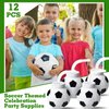 12 Set Soccer Ball Cups with Straws and Lids, 10 oz Plastic Reusable Soccer Cups Bulk for Kids Birthday Theme Party Supplies