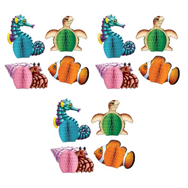 Beistle Sea Creatures Honeycomb Party Decorations - Pack of 3