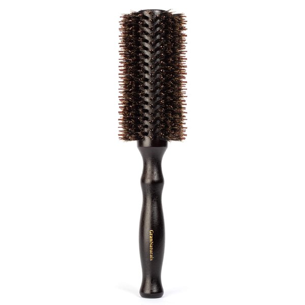 Boar Bristle Round Hair Brush - 2.2 Inch Diameter - Blow Dryer & Curling Roll Styling Boar + Nylon Hairbrush with Natural Wooden Handle for Women & Men - Blow Drying to Style, Curl, and Dry Hair