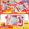 Kids Cash Register Toy with Scanner Realistic, Pretend Play Cash Register with Fast Food/Play Money/Credit Card/Calculator/Microphone Gift Ideas for Toddlers Girls Boys 2-4 3-5 4-8