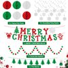 Christmas Party Decorations Happy Christmas Paper Banner with Merry Christmas Paper Banner Set, Christmas Honeycomb Ball Hanging Decorations and Spiral Decorations Indoor Outdoor Decor