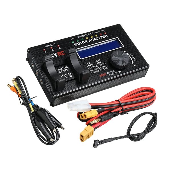 SKYRC SK-500020-01 Brushless LCD Display 3 Mode Motor Analyzer Monitor Tester for Hobby Remote Control Car Motor Testing with Connectors and Manual