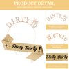 CAVETEE 30th Birthday Crown and Sash，Birthday Headband Gold Princess Tiara DIRTY 30 Sash and Crown Happy Birthday Sash for 30th Birthday Decorations for Birthday Gifts