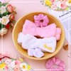 Wavwavw 24 Pcs Bachelorette Party Favors Include 12 Bride Bridesmaid Spa Headband 12 Bridesmaid Bride Scrunchie White Pink Velvet Scrunchies for Women Bachelorette Party Gifts Bridal Shower Wedding