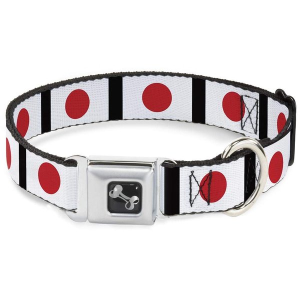Buckle-Down Seatbelt Buckle Dog Collar - Japan Flags - 1" Wide - Fits 11-17" Neck - Medium