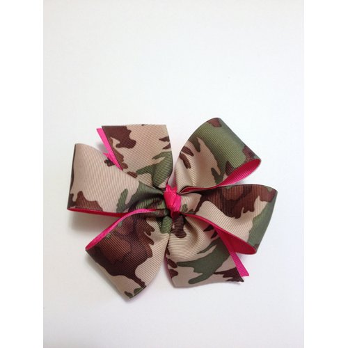 Girls Hot Pink Brown Green Tan Camouflage Hair Bow Teen Hair Accessory Camo Barrette