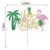 PALASASA Glitter Flamingo Happy Birthday Cake Topper,Hawaiian Luau Tropical Pineapple Theme Kids Boys Girls Party Decoration Supplies