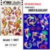 d'IRIS studio Blacklight Temporary Tattoos – 1 Sheet Koi Fish Design Body Art | Festival Accessories Glow Party Supplies | 7.2” x 5.2” UV Reactive Temp Tattoos Great for EDM EDC Party Rave Parties